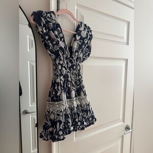 Waimari Paloma lace trimmed cotton mini dress